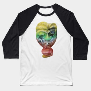 A Bali face mask cut out with finger on its mouth. Baseball T-Shirt